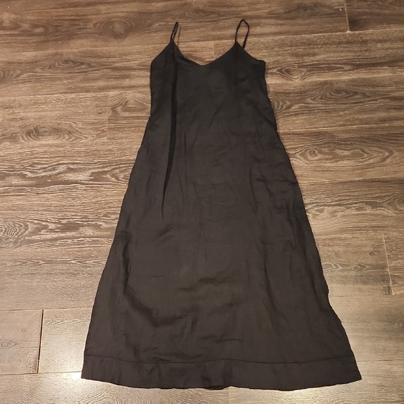 ❤️ TROVATA BIRDS OF PARADIS BLACK LINEN REVA MAXI DRESS W/ POCKETS, SMALL - Picture 5 of 15